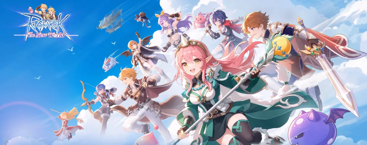 Ragnarok: The New World — the full hero cast before a glowing gate