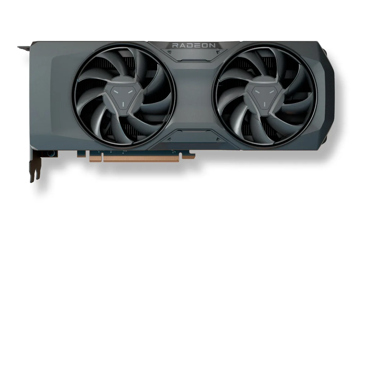 AMD Radeon RX 7800 XT graphics card, official AMD product render on a black background